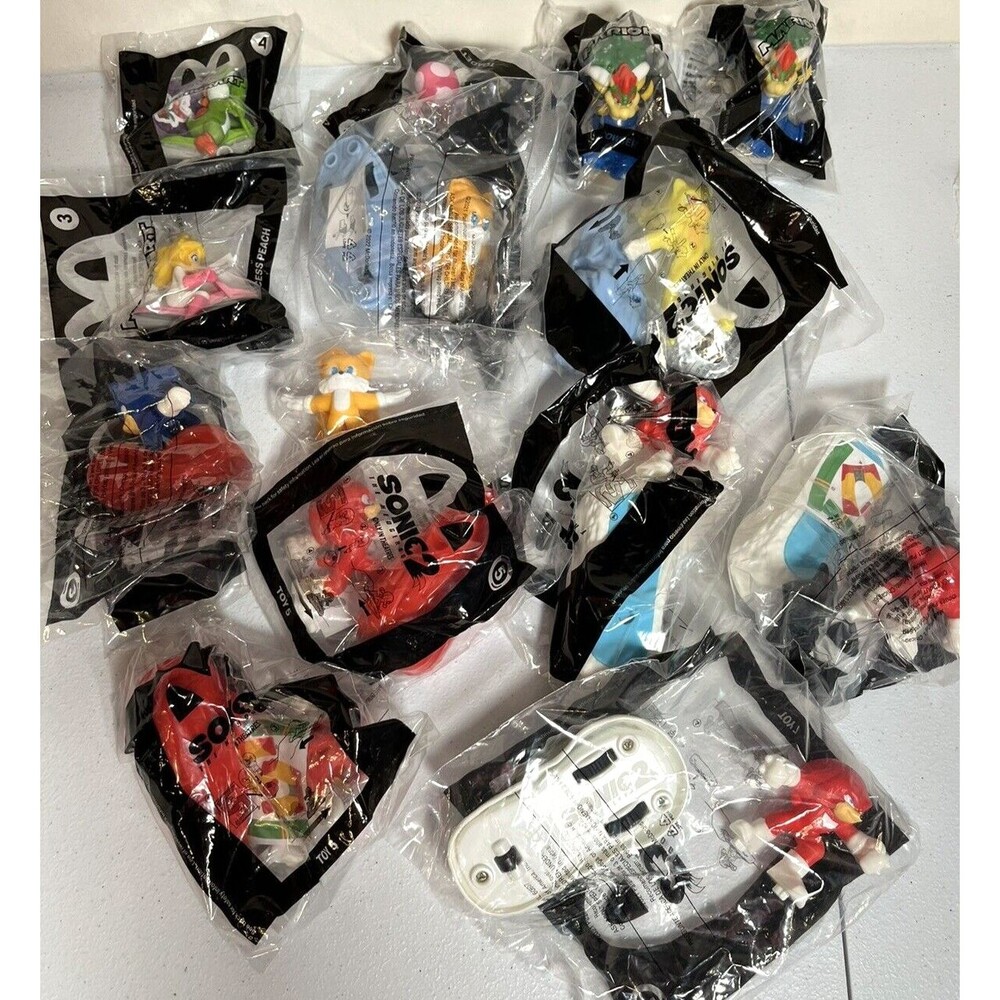 (14) Lot of Super Sonic Tails Figures McDonalds Hedgehog Mario Cart 2021 NEW